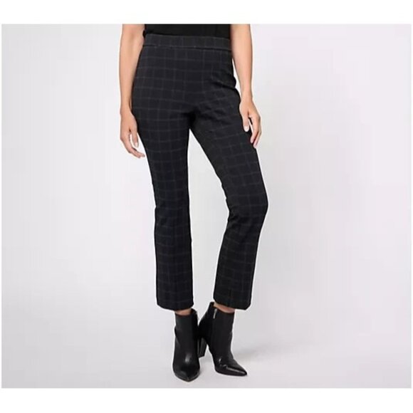 Isaac Mizrahi Live! Printed Ponte Baby Bootcut Ankle Pant Pitch Black 2X A609778 - Picture 1 of 3
